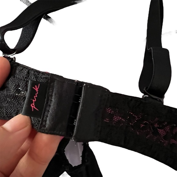 Victoria’s Secret PINK Wear Everywhere Black Lace Leopard Push Up Bra-Size 34D - Picture 3 of 8